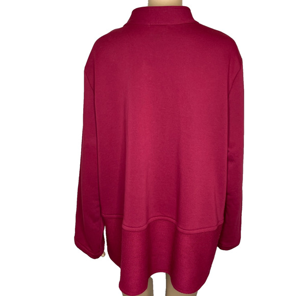 Women's XL Habitat Honeycomb Terry Pocket Burgundy Button Front Knit Cardigan - Picture 4 of 6